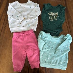 Jumping Beans Bundle Set of 4 - Sweatshirts, Sweatpants, and Bodysuit 6M